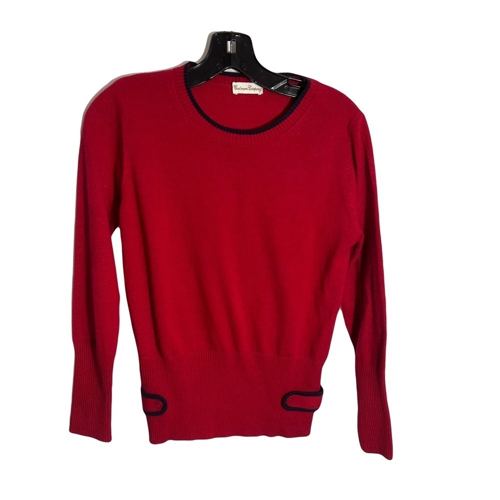 Cashmere Company Mens Long Sleeve Knit Sweater Size 44 Red Cashmere Wool italian